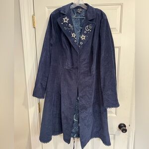 Torrid Hello Kitty Navy velvety Coat with Starry Embroidery